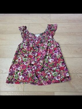 LOFT Womens Floral Tank Top in Fuchsia, Green, White